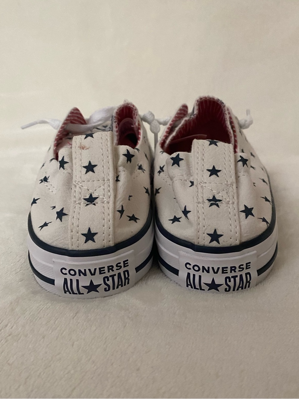 NEW Converse All Star White Shoreline Sneakers with Navy Star Print - Picture 6 of 10